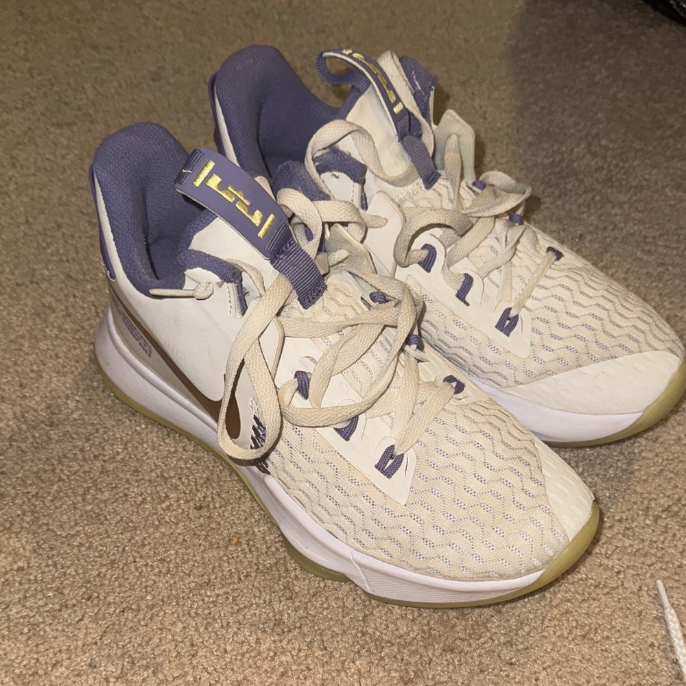 Nike LeBron Basketball Sneakers in White and Purple